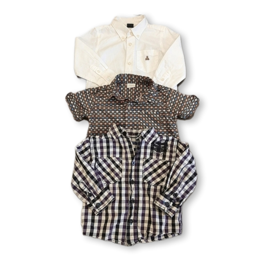 💠BUNDLE Of 3 Boys Button Down Shirts Baby Gap Nevada Cherokee Long Short Sleeve